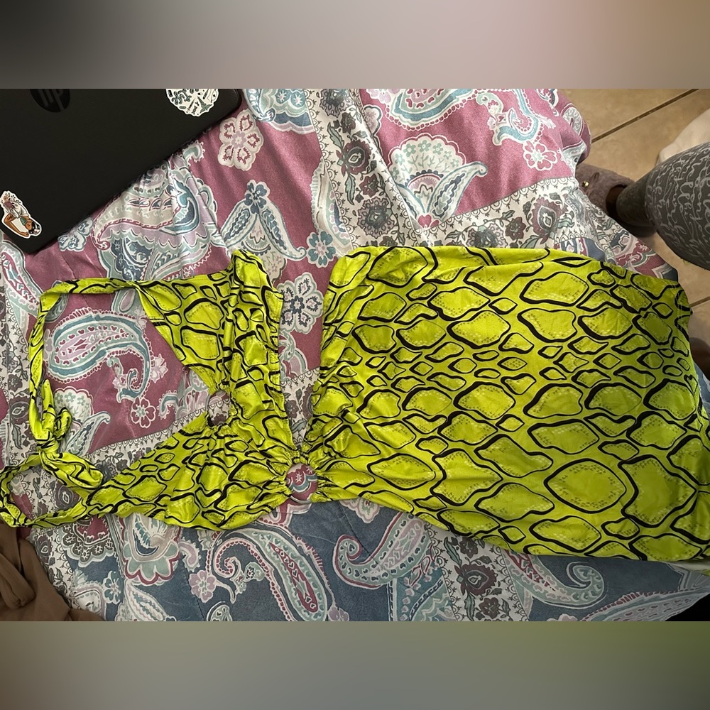 Neon green reptile dress